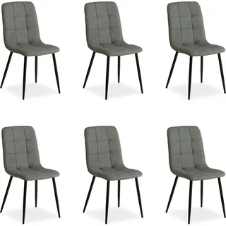 Homestyle4u Esszimmerstuhl 6er Set Grau