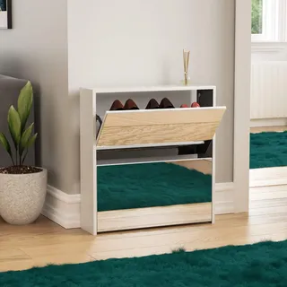 Vida Designs Welham 2 Schubladen Schuhschrank Aufbewahrung Aufräumen Organisieren Organizer Schuhwerk Ständer Gestell Gerüst Sideboard Hoch Stehend Holz Möbelstück Weiß