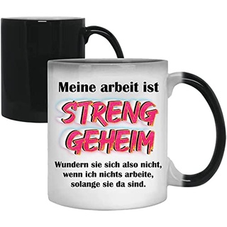 Tasse mit Spruch | Meine Arbeit ist streng geheim | Farbwechsel Tasse | Kaffeetasse Teetasse Geschenkidee Geschenk | Tasse & Geschenkbox | Set für das Büro - lustig - Kollege - Kollegin - Chef