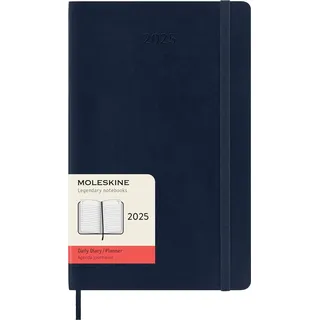 Moleskine 12 Monate Tageskalender 2025, Large/A5, 1 Tag = 1 Seite, Weicher Einband, Saphir