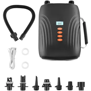 Vevor Paddleboard Pumpe (20 PSI) wiederaufladbarer Akku, zweistufige elektrische SUP-Luftpumpe mit automatischer Abschaltung & 12 V DC Autoanschuluss, Aufblasen & Entleeren
