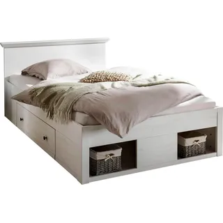 Home Affaire Bett California Doppelbett im Landhausstil, Stauraumbett mit Schubladen, Bettgestell in 3 Breiten verfügbar, Liegefläche 90/140/180 x 200 cm weiß 155 cm x 212 cm x 92 cm