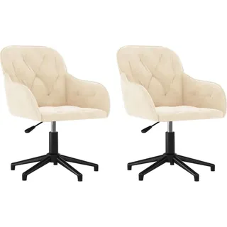 vidaXL Esszimmerstühle 2 Stk. Drehbar Creme Samt - Creme