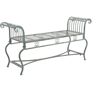 SAFAVIEH Rustikal Gartenbank Eisen, Antikes Dunkelgrün,132 x 42 x 65cm