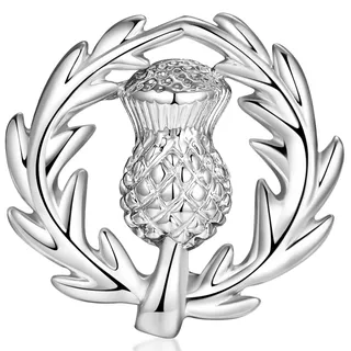 HONEY BEAR 1 Stück Scotland Scottish Thistle Schottland Distel Broschen Pins für Herren/Damen Anzug Hemd, Geschäft Hochzeit Geschenk (Silber)