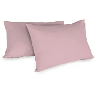 Zer0bed, 1 Paar Kissenbezüge aus Baumwolle, 52 x 80 cm, Rosa, 2 Stück, einfarbig, 100% Baumwolle, Bettkissen, Umschlagverschluss
