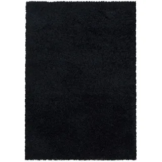 None Hochflorteppich Sydney, Schwarz, Textil, Uni, rechteckig, 300x400 cm, Oeko-Tex® Standard 100, für Fußbodenheizung geeignet, schmutzabweisend, Hausstauballergiker lichtunempfindlich, antistatisch, pflegeleicht, strapazierfähig, leicht zusammenrollbar, 