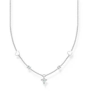Thomas Sabo Kette mit Herzen und weiße Steine vergoldetes Silber KE2154-051-14