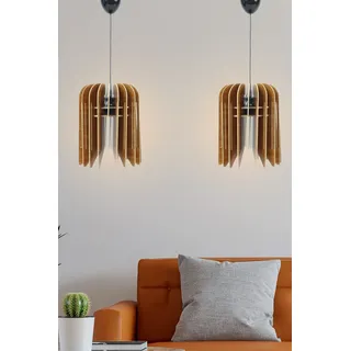 Opviq Eleganter Tulpen-Kronleuchter (2-teilig), Walnussfarben, höhenverstellbar bis 65 cm | Korpus aus MDF, E27-Fassung, max. 40 W | Modernes skandinavisches Design