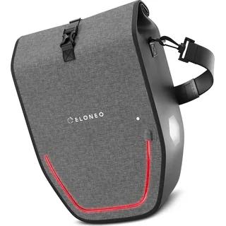 ELONEO Fahrradtasche für Gepäckträger mit LED Licht, 20L - 100% wasserdicht mit Tragegriff und Schultergurt, Fahrradtasche Gepäckträger, Fahrrad Gepäckträgertasche, grau
