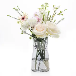 OFFIDIX Glasvase, grau, moderner Stil, dekorative Glas-Blumenvase für Wohnzimmer, Zuhause, Büro oder Hochzeitsdekoration
