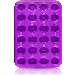 Belmalia Muffinblech aus Silikon für 24 Mini Muffins, antihaftbeschichtet, Cupcakes, Brownies, Kuchen, Pudding, Muffinform Violett Lila