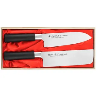 Satake Saku Santokumesser + Nakiri-Set HG8233W - Schwarz, Silber