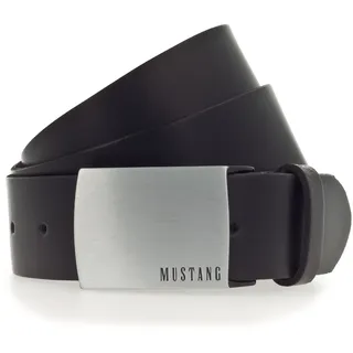 Koppelgürtel MUSTANG, Herren, Gr. 80, schwarz, Rindsleder, unifarben, vintage, Gürtel Koppelgürtel, Rindleder mit Pull-Up Effekt, Logo auf der Koppelschließe, 4 cm