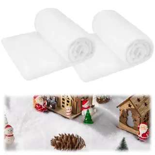 JOYIN Weihnachts-Schneedeckenrolle (38.1cm x300cm), 2 Stück, Dicke, weiße, weiche Kunstschneedecke für Weihnachtsdekoration, Dorfdekoration, unter dem Weihnachtsbaum und Winterdekoration