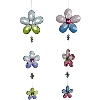 formano 2er Set Girlande Blumen 35 cm Fensterdeko Hänger Hängedekoration hängend aus multifarbenem Acryl gefertigt Bunt Tiermotiv Geschenk Einzug