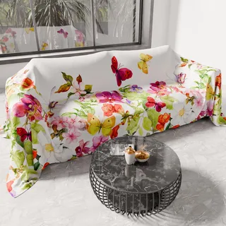 PETTI Artigiani Italiani - Sommer-Bettbezug für Doppelbett, Schmetterling-Design, 100% hypoallergene Mikrofaser, 100% hergestellt in Italien