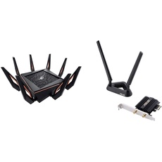 Asus WiFi-6 GT-AX11000 Rapture Gaming Router + passende PCE-AX58BT PCIe Karte (Sehr effizientes WiFi 6 für eine deutlich bessere Netzwerkversorgung)