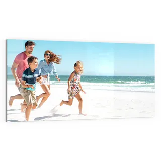 DEQORI personalisiertes Glasbild | eigenes Bild auf Echtglas | horizontal einteilig 100x50 cm | Foto Geschenk | Wandbild für Wohnzimmer, Schlafzimmer, Flur & Küche | individuelle Wanddeko