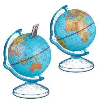 Relaxdays Spardose Globus 16,5 x 14 x 13 cm