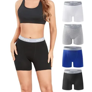 wirarpa Radlerhose Damen Baumwolle Boxershorts Hose unter Kleid Radler Lange Unterhose Mehrfarbig 4er Pack Größe XL