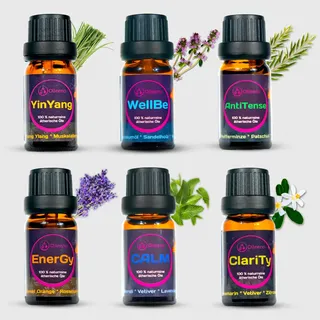 OLLEENO® Ätherisches Öle Set, Reines Natürliche Duftöle Set 6 x 10ml Essential Oils für Aromatherapie 100% naturrein Massage Düftöl, Ätherisches Öl für Diffuser Luftbefeuchter, Kerzen und Duftlampe