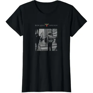 Offizielles Bon Jovi Forever Black T-Shirt, Damen, Schwarz, M