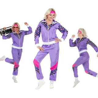 Violetter 80er Jahre Damen  Jogginganzug 80er Jahre XXL - 50/52 - Violett