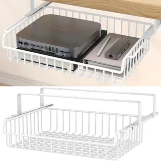 ENONCI Schublade Unter Schreibtisch, Metall Versteckt Schreibtisch Organizer, Unter Tisch Schublade Große Kapazität Veranstalter für Büro zu Hause Schule, Weiß