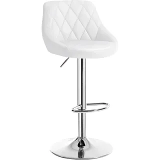 WOLTU 1er Set Barhocker Barstuhl leichte reinige Kunstleder, Gute gepolsterte Sitzfläche, Höhenverstellbar 360° Drehbar, Farbwahl, Weiß - Weiß
