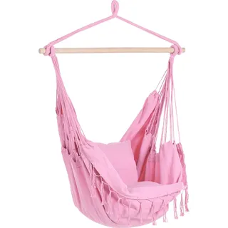 BELIANI Hängesessel Rosa aus Buchenholz und Baumwolle Schlafzimmer Wohnbereich Balkon Boho-Stil Modernes Design - Rosa