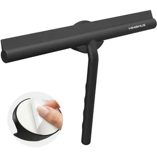 Minismus Duschabzieher für Dusche, Badezimmer, Fliesen, Spiegel, Fenster, bohrfreier Magnethalter, Aufkleber, Elegantes modernes Design (Schwarz, 28 cm)