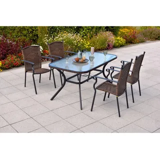 Merxx Roma Gartenmöbel-Set 5-tlg. Gartentisch 150 x 85 cm Braun