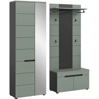 xonox.home Canu Garderobenschrank 160x190x37 cm Basalt grau/Smoke Green