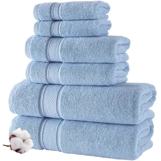 NOVA Luxury Linen - Hotelqualität türkisches Handtuch-Set für Badezimmer (6-teiliges Handtuch-Set, himmelblau)