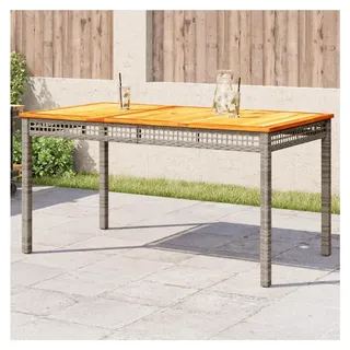 Gartentisch Terrassentisch Wetterfest Lounge Tisch Outdoor Balkonhängertisch Grau 140x80x75 cm Poly Rattan Akazienholz - Grau