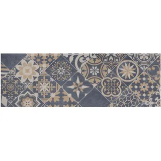 Vinyl-Läufer "Küchenläufer VERSAILLE, Made in Belgium", blau, B:80cm H:2,5mm L:200cm, Polyvinylchlorid (PVC), PRIMAFLOR-IDEEN IN TEXTIL, Teppiche, Vinyl-Läufer, Läufer aus Vinyl, abwischbar, Motiv Fliesenoptik Ornamente, Küche