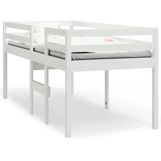 vidaXL Hochbett Weiß 90x190 cm Massivholz Kiefer - Weiß