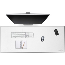 Cacoy Schreibtischunterlage aus PU Leder, 130x60cm Verlängerter Gaming Mouspad - Doppelseitige Tischunterlage - Große Büro Schreibtischpad - Weiß