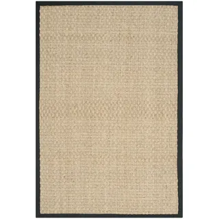 Safavieh Teppich 122 x 183 cm - Natural Fiber Collection - Modernes Design, Natur & Schwarz, Handgewebtes Seegras, Ideal für Wohnzimmer, Eingang, Büro