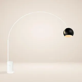 s.luce Stehlampe Ball Bogenlampe Marmor Weiß/Schwarz , Stein , Formgebogen,Formgebogen , E27 , 30x220x30 cm , Lampen & Leuchten, Innenbeleuchtung, Stehlampen, Bogenlampen