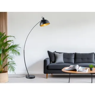 Coole Stehleuchte moderne Bogenlampe für über Esstisch Wohnzimmer Schwarz Gold - Schwarz