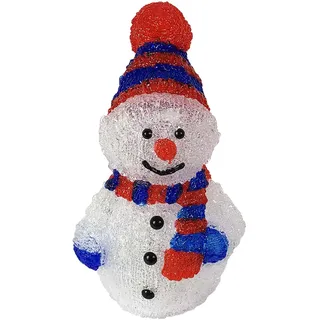 XXL Acryl Schneemann 96 LEDs kaltweiß Außenbeleuchtung - Weiß, Rot, Blau