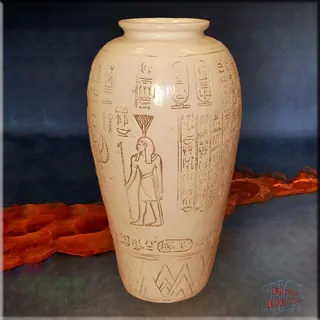 Vase Bodenvase Amphore Antike Blumenvase Ägyptische Pflanzenvase Kunstharz - 144 - Beige Patiniert - 36 cm X 63,5 cm