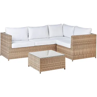 Beliani Lounge Set 4-tlg. Beige/Weiß