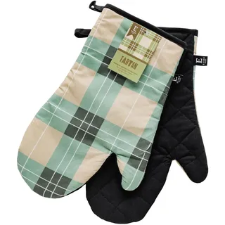 Essex - Ofenhandschuhe Tartan, 19 x 30 cm, Backhandschuhe, Hitzebeständig, 2er-Set - Grün
