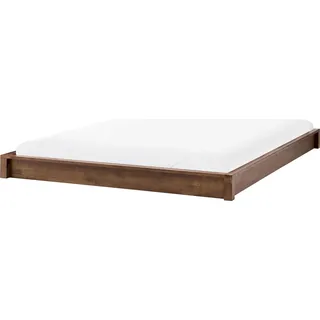 BELIANI Bett Dunkelbraun Holz 160 x 200 cm ohne Kopfteil mit Lattenrost Niedrig Minimalistisch Bettgestell Holzbett Schlafzimmer - Braun