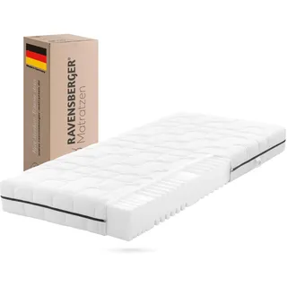 Ravensberger Comfortmatratze Ravo-PUR - Härtegrad H4, hart - 90 x 190 cm, Höhe 19 cm - ergonomische 7-Zonen Matratze mit Funktions-Bezug, allergikerfreundlich