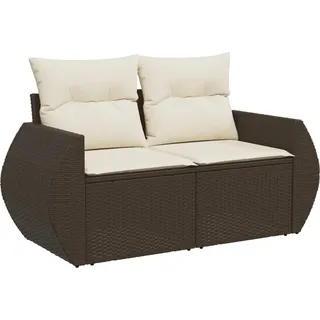 vidaXL Gartensofa mit Kissen 2-Sitzer Braun Poly Rattan - Braun