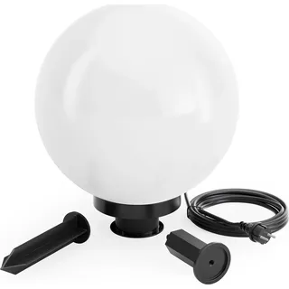 Wiltec Kugelleuchte Ø 30 cm mit Erdspieß, Gartenleuchte 40 W mit Kugellampe, Gartenbeleuchtung mit E-27 Fassung, IP44 Außenbeleuchtung Garten